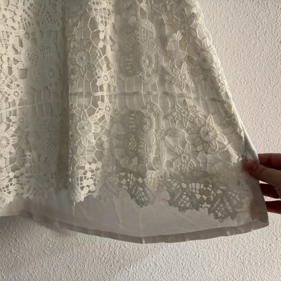 Lace Panel White Floral Halter Neck Top Boho Chic Cottagecore Prairie Medium - Picture 5 of 11